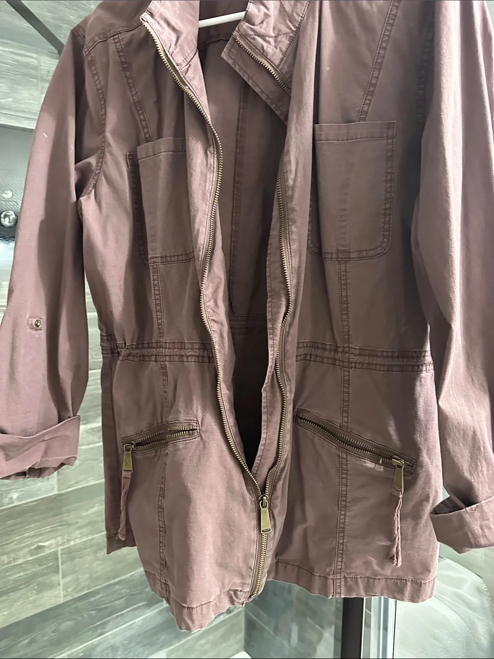 Maurices Dusty Mauve Utility Jacket with Zip Pockets